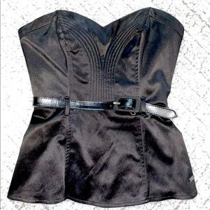 Black Sweetheart Neck Bustier Blouse by Guess